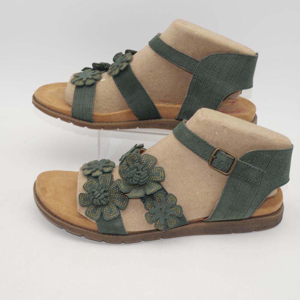 NEW Comfotiva Women's 8.5 Sandals Green Flowers Leather  Buckle - Picture 3 of 12